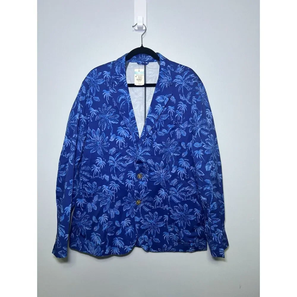 J. McLaughlin Libson Kona Palms Sport‎ Coat Stretch Blue Men's 46